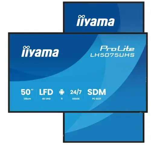 Ecran Profesional VA LED Iiyama 49.5inch LH5075UHS-B2AG, UHD (3840x2160), HDMI, DisplayPort (Negru)