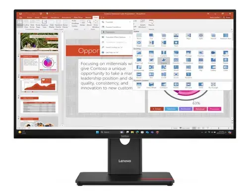 Monitor IPS LED Lenovo ThinkVision 27inch T27-40, Full HD (1920 x 1080), VGA, HDMI, DisplayPort, Pivot, 120 Hz, 4 ms (Negru)