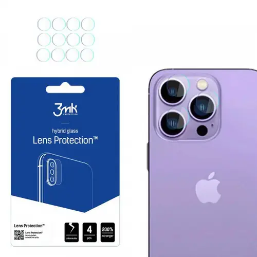 Folie de protectie Camera Spate 3MK Protection pentru Apple iPhone 14 Pro Max / 14 Pro, Sticla Securizata, Set 4 bucati