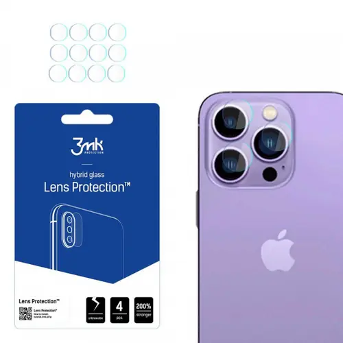 Folie de protectie Camera Spate 3MK Protection pentru Apple iPhone 14 Pro Max / 14 Pro, Sticla Securizata, Set 4 bucati