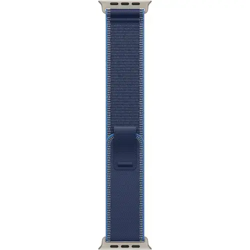 Curea Smartwatch Apple MFT74ZM/A pentru Watch 49mm, Trail Loop - M/L - Natural Titanium Finish (Albastru)