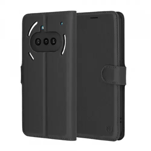 Husa pentru Nothing Phone (3a), Techsuit, Leather Folio, Neagra