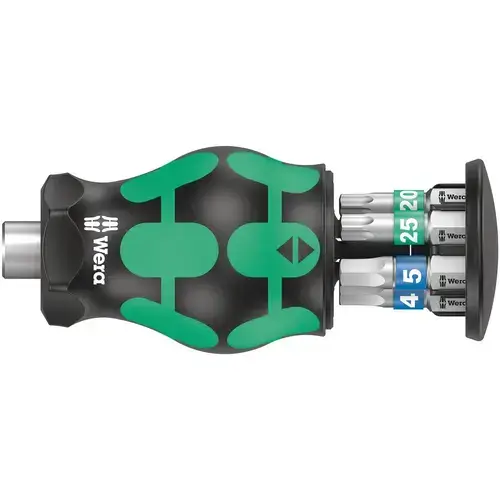 Surubelnita cu magazie pentru 6 biti, Wera, de 1/4 inchKraftform Kompakt Stubby 3, biti: Torx si Hex-plus.