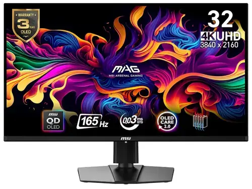 Monitor Gaming QD-OLED MSI 31.5inch MAG 321UP QD-OLED, UHD (3840 x 2160), HDMI, DipslayPort, 165 Hz, 0.03 ms (Negru)