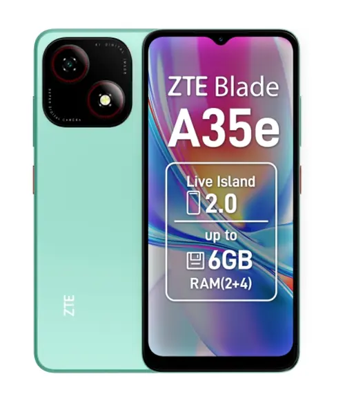 Telefon Mobil ZTE Blade A35e, Procesor Unisoc SC9863A Octa-Core, IPS TFT Capacitive touchscreen 6.52inch, 2GB RAM, 64GB Flash, Camera 8 MP, 4G, Wi-Fi, Dual Sim, Android (Verde)
