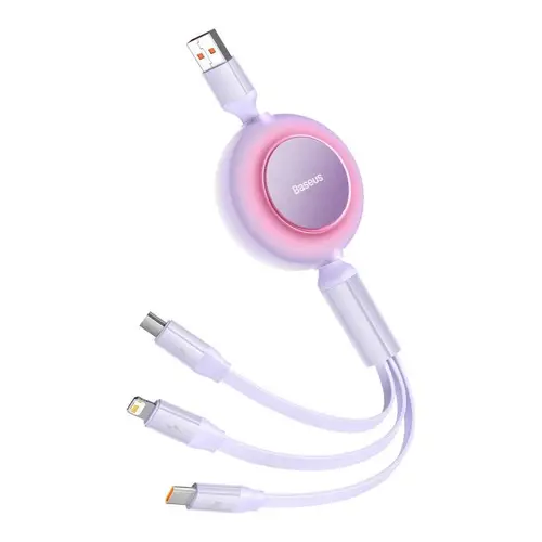 Cablu  de date 3 in 1 Baseus Bright Mirror 2, USB - Micro-USB/Lightning/USB Type-C, 66W, 1.1m, Mov