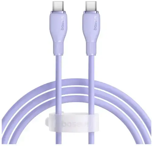 Cablu de date Baseus Pudding Series, 100W, USB-C la USB-C, Fast Charging, 1.2 metri (Violet)