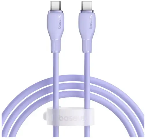 Cablu de date Baseus Pudding Series, 100W, USB-C la USB-C, Fast Charging, 1.2 metri (Violet)