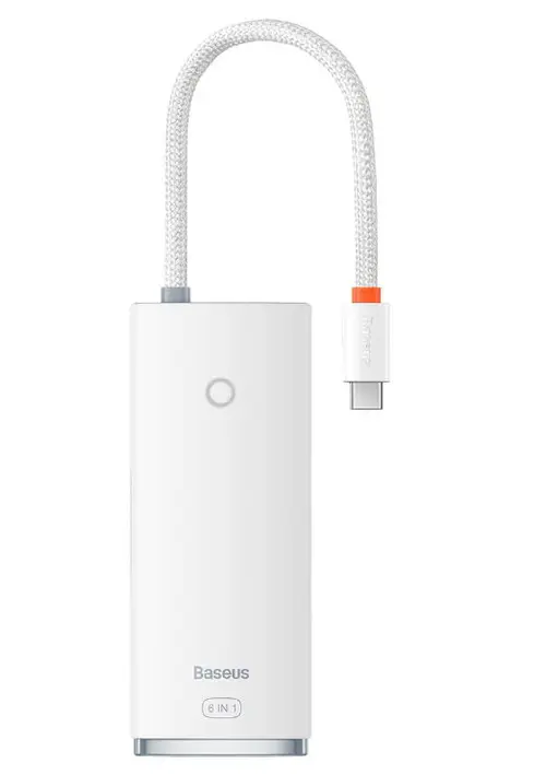 HUB USB Baseus Lite, cu 6 porturi, 2 x USB 3.0, 1 x HDMI, 1 x USB-C PD, 1 x SD/TF (Alb)