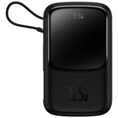 Acumulator extern Baseus Q Pow Digital Display Incarcare Rapida, QC/PD, 10000mAh, 22.5W, cablu integrat Type-C, Negru