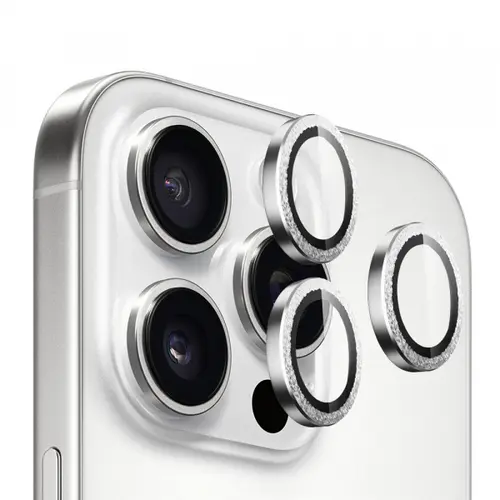 Folie de protectie Camera Spate Blueo Glitter Diamond Metal Frame pentru Apple iPhone 16 Pro Max / 16 Pro, Sticla Securizata