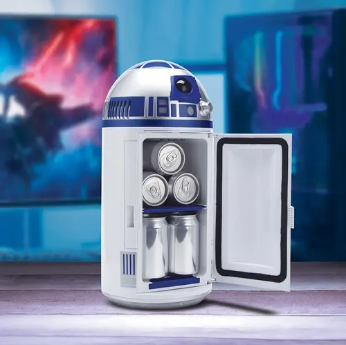 Mini Frigider Ukonic Star Wars R2D2, 4.5 L, Lumini Rosu/Albastru (Albastru/Alb)
