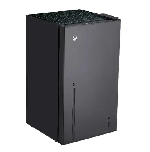 Frigider minibar Ukonic XBOX 3.2CUFT, 91 l, Compartiment legume si fructe 5l, Congelator 11l, Lumina ambientala, Lumina LED verde interior, 41dB H 84.5 cm (Negru)