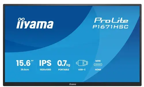 Monitor Portabil IPS LED Iiyama 15.6inch P1671HSC-B1, Full HD (1920 x 1080), Mini HDMI (Negru)