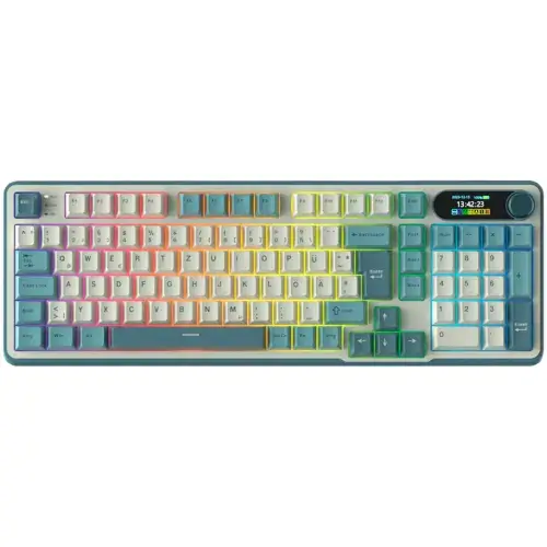 Tastatura Gaming Royal Kludge RK-S98, Brown Switch, iluminare RGB, Wired, Wireless 2.4Gzh, Bluetooth (Albastru/Alb)