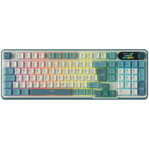 Tastatura Gaming Royal Kludge RK-S98, Brown Switch, iluminare RGB, Wired, Wireless 2.4Gzh, Bluetooth (Albastru/Alb)