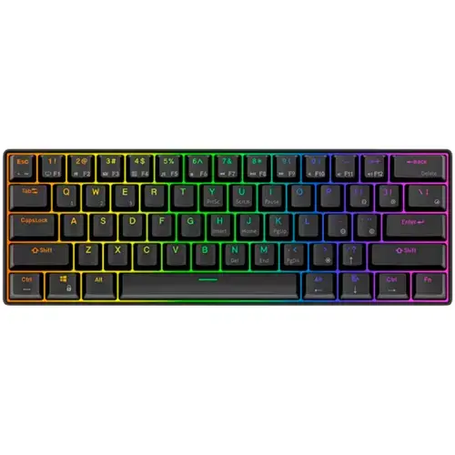 Tastatura Gaming Royal Kludge RK61, Brown switch, iluminare RGB, Wired, Wireless 2.4Ghz, Bluetooth (Negru)