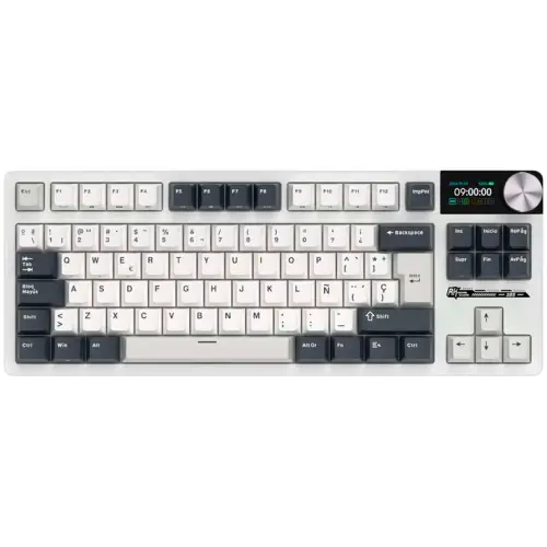 Tastatura Gaming Royal Kludge S85, iluminare RGB, Wired, Wireless 2.4Ghz, Bluetooth, Beige Switch (Alb/Negru)