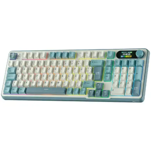 Tastatura Gaming Royal Kludge RK-S98, Chartreuse Switch, iluminare RGB, Wired, Wireless 2.4Gzh, Bluetooth (Albastru/Alb)
