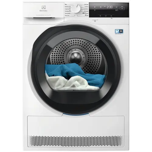 Uscator de rufe Electrolux EW7D395UCE, Pompa de cladura, 9 kg, Clasa C, Motor Inverter, Wi-Fi, Display LED, DelicateCare, SensiCare, Iluminare interioara (Alb)