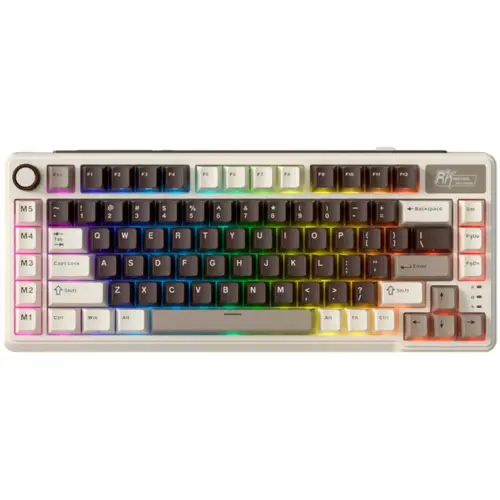 Tastatura Gaming Royal Kludge RK-L75, Beige switch, iluminare RGB, Wired, Wireless 2.4Ghz, Bluetooth (Multicolor)