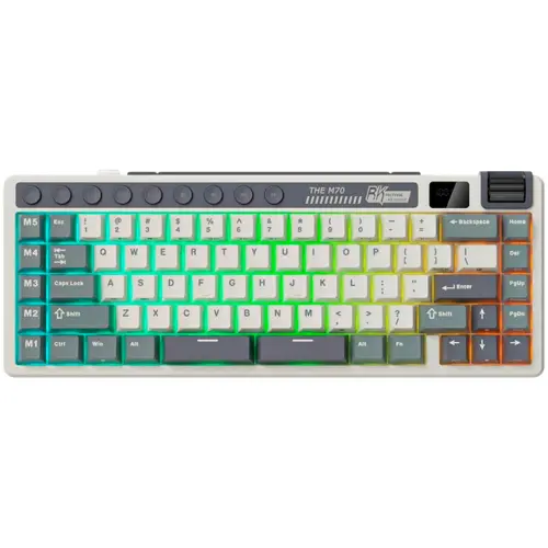 Tastatura Gaming Royal Kludge RK-M70, Cream switch, iluminare RGB, Wired, Wireless 2.4Gzh, Bluetooth (Multicolor)