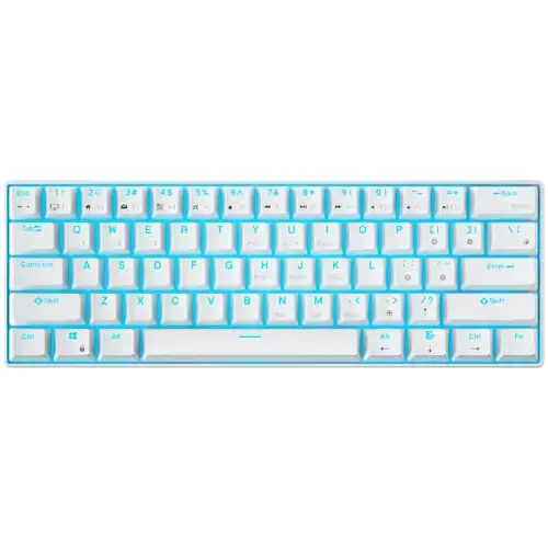Tastatura Gaming Royal Kludge RK61, Red switch, iluminare RGB, Wired, Wireless 2.4Ghz, Bluetooth (Alb)