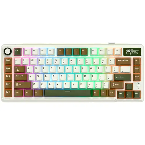 Tastatura Gaming Royal Kludge RK-L75, Beige switch, iluminare RGB, Wired, Wireless 2.4Ghz, Bluetooth (Multicolor)