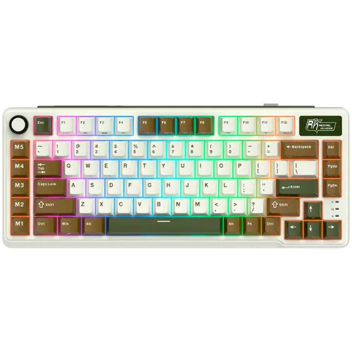 Tastatura Gaming Royal Kludge RK-L75, Cream switch, iluminare RGB, Wired, Wireless 2.4Ghz, Bluetooth (Multicolor)
