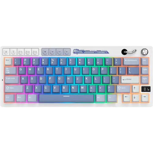 Tastatura Gaming Royal Kludge RK-M65, Cream switch, iluminare RGB, Wireless 2.4Ghz, Bluetooth (Alb/Albastru)