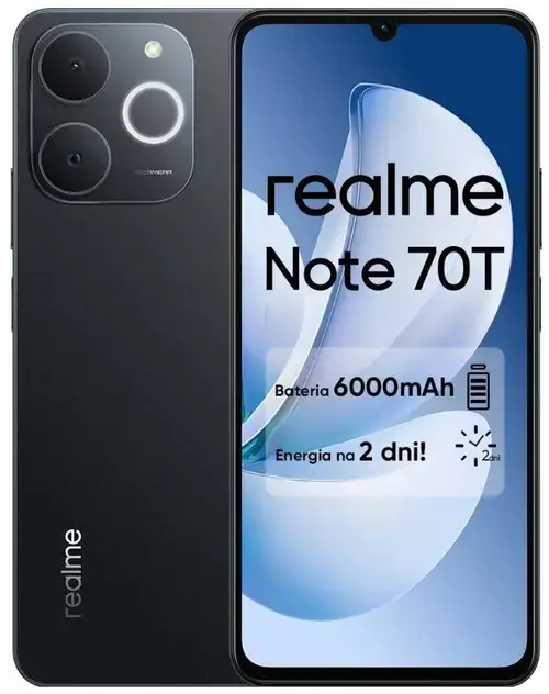 Telefon Mobil Realme Note 70T, Procesor Unisoc T7250 Octa-Core, IPS LCD Capacitive Touchscreen 6.74inch, 4GB RAM, 256GB Flash, Camera Duala 50+13MP, Wi-Fi, 4G, Dual SIM, Android (Negru)