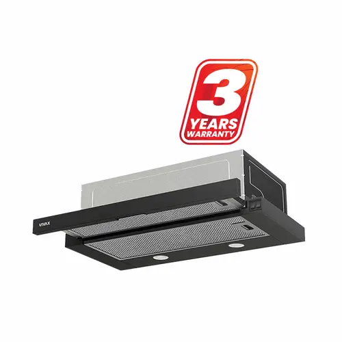 Hota incorporabila telescopica VIVAX CHO-60PT100T B, 289 m3/h, 2 trepte putere, Clasa D, Iluminare LED (Negru)