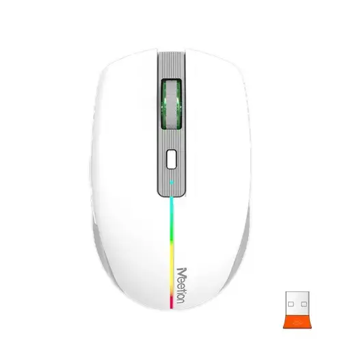 Mouse Meetion BTM002, Wireless 2.4 Ghz, Bluetooth, USB (Alb/Gri)