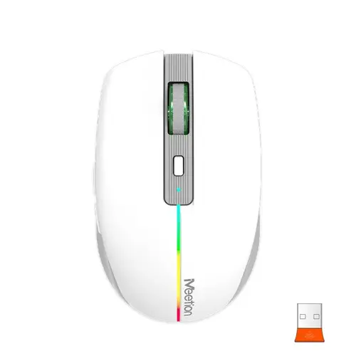 Mouse Meetion BTM002, Wireless 2.4 Ghz, Bluetooth, USB (Alb/Gri)