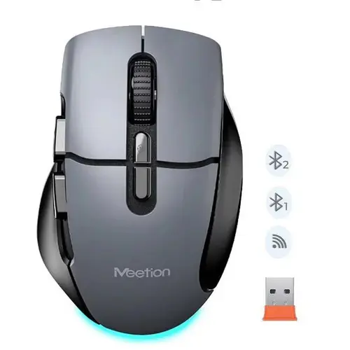 Mouse Meetion BTM001, Wireless 2.4 Ghz, Bluetooth, USB  (Negru/Gri)