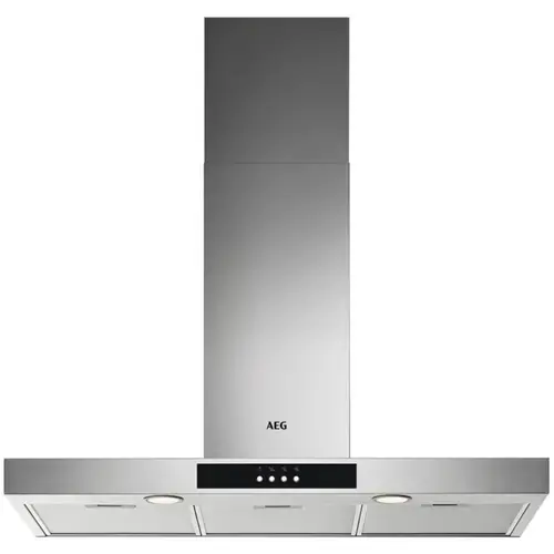 Hota incorporabila decorativa AEG DBB4951M, Putere de absorbtie 600 mc/h, Filtre aluminiu lavabile, Iluminare LED, 90 cm (Argintiu)