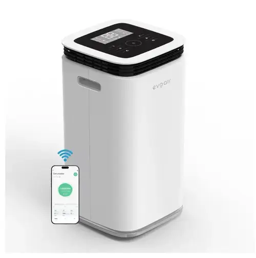 Dezumidificator Evoair, FlexyDry 12 Smart, 12l/24h, Senzor de Umiditate, Functie Ionizare, Uscare Rufe, Rezervor 2.2l (Alb)