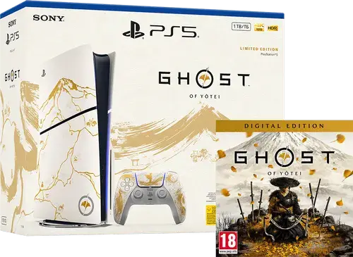 Consola Sony Playstation 5 Slim (PS5), 1TB, Disc Edition, Ghost of Yotei Gold Limited Edition (Alb/Auriu)