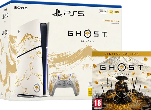 Consola Sony Playstation 5 Slim (PS5), 1TB, Disc Edition, Ghost of Yotei Gold Limited Edition (Alb/Auriu)