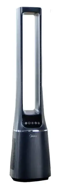 Ventilator turn cu purificare aer Midea AMS150-PBW, Smart WiFi, Telecomanda, Filtru H13 HEPA, 10 viteze, Mod ION, Directionare inteligenta a aerului, Mod de repaus, Afisaj LED (Negru/Albastru)