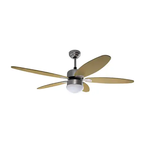 Ventilator de tavan Ardes Cloud 130WR, AR5A130WR, 130 cm, 5 pale lemn, cu lumina si telecomanda, 3 viteze, 70W, functie reversibila (Maro)