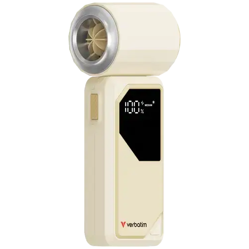 Ventilator portabil Verbatim Cool'n'Go AirJet W/S, 6 W, 4000 mAh, 20000 rpm, LED Display (Alb/Argintiu)
