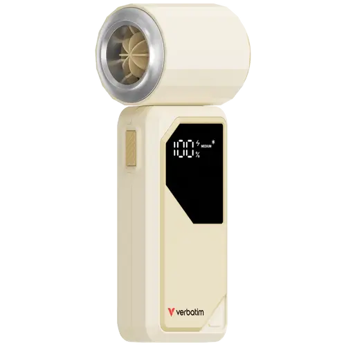 Ventilator portabil Verbatim Cool'n'Go AirJet W/S, 6 W, 4000 mAh, 20000 rpm, LED Display (Alb/Argintiu)