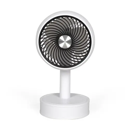 Mini ventilator de birou reincarcabil Livoo TEA310W, 3 viteze, diametru 7.5cm, acumulator 500 mAh, autonomie 2h (Alb)