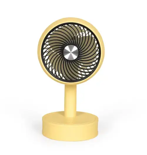 Mini ventilator de birou reincarcabil Livoo TEA310J, 3 viteze, diametru 7.5cm, acumulator 500 mAh, autonomie 2h (Galben)