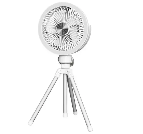 Ventilator de birou Platinet PRDF0556, Trepied, Lumina LED, 2x1200 mAh (Alb)