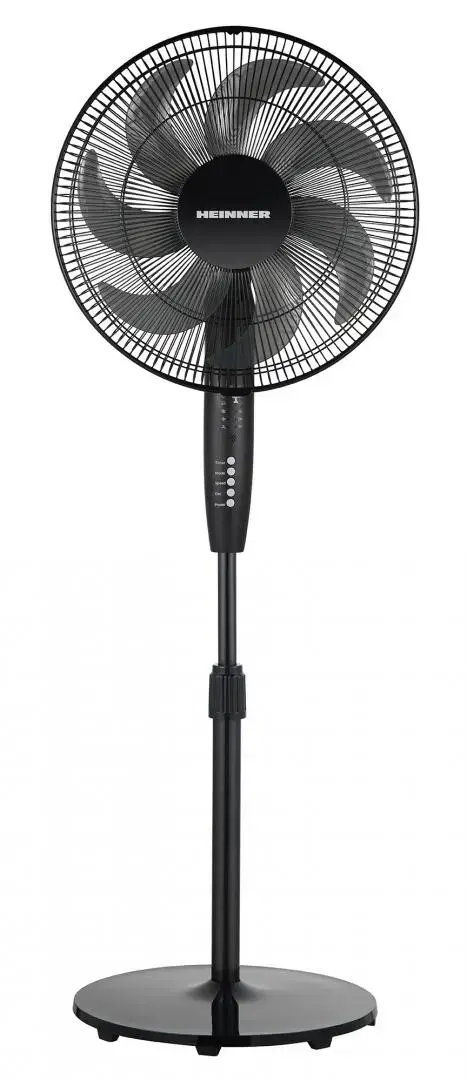 Ventilator cu picior Heinner HSF-M750D-BK, 50W, 7 palete, timer: 7h, control mecanic, functie oscilatie 85°, 3 trepte de viteza, inaltime ajustabila, inaltime max 130cm (Negru)