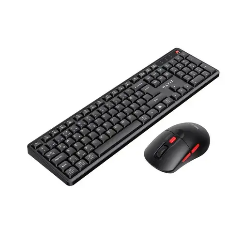 Kit tastatura si mouse office HAVIT KB261WB, US layout, Wireless 2.4Ghz/ 5.1 Bluetooth, Negru
