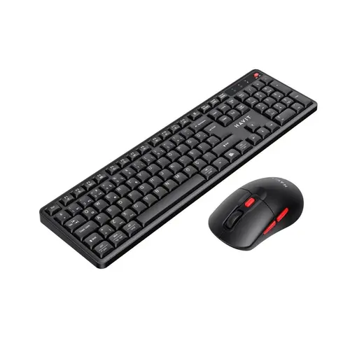 Kit tastatura si mouse office HAVIT KB261WB, US layout, Wireless 2.4Ghz/ 5.1 Bluetooth, Negru