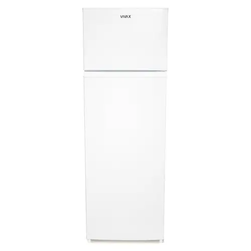 Frigider cu doua usi VIVAX DD-235E W, 235L, Clasa E, Termostat reglabil, Iluminare LED, Usi reversibile, Suprafata painted metal, 4 Rafturi de Sticla securizata, H 159 cm (Alb)
